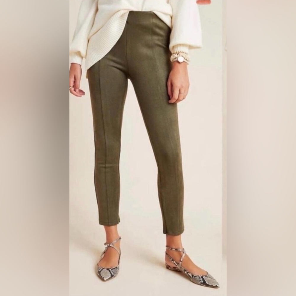 By Anthropologie Size 29 Green Faux Suede Zip Ankle Pants